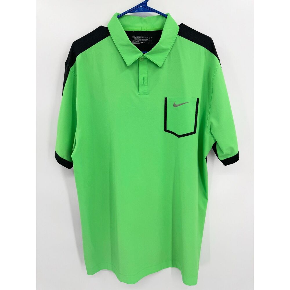 NIKE Green Gray Dri-Fit Performance Golf Polo Size XL